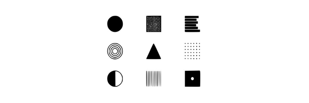 Abstract Geometric Ideogram Icons Set, Minimalist Design Elements. Graphic Design, Vector Illustration