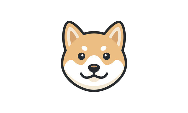 Cute cartoon shiba inu dog face illustration isolated background