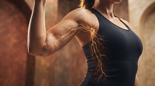 Superhuman Arm with Glowing Veins, Muscular Energy Effect 3D Render