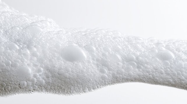 White soap foam bubbles with texture isolated on white background. Perfect for cosmetics and skincare advertising designs.