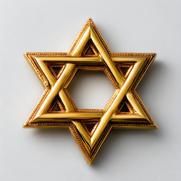 Smooth polished golden star of david symbol isolated with gold star