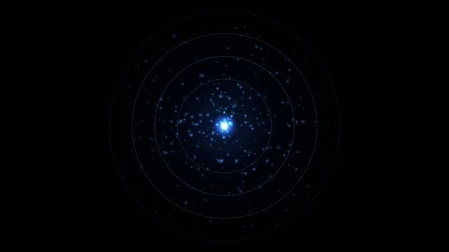 Abstract blue energy pulses with concentric rings glowing in dark background during digital simulation