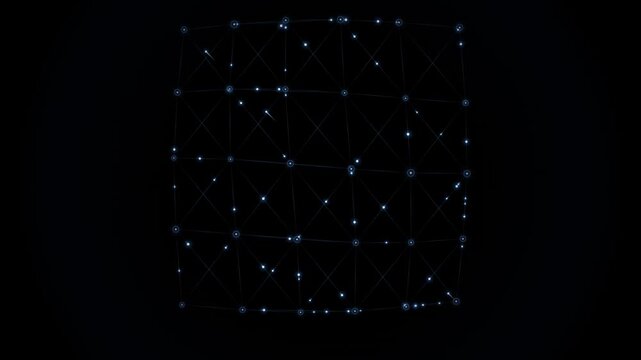 Abstract geometric particles glowing in darkness with subtle motion for tech background
