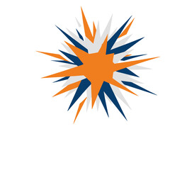 Explosion shape with orange, blue, and gray spikes © YELIO