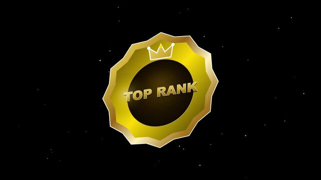 Golden Top Rank Emblem rotating with subtle particle effects against a dark backdrop