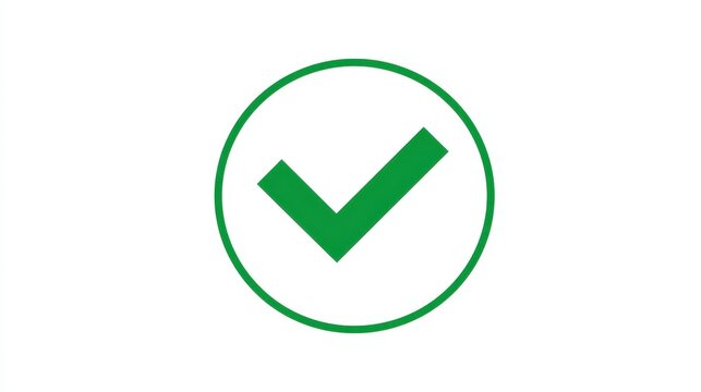 Green check mark icon inside a circle isolated on white background. Symbol for task completion or verification in digital interfaces.