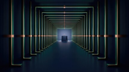 Fototapeta premium 3d After-Christmas Sale abstract background design new 2026 Abstract tunnel corridor with futuristic perspective and glowing purple center isolated on transparent background, illustration