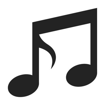 Black eighth note music symbol icon on white background