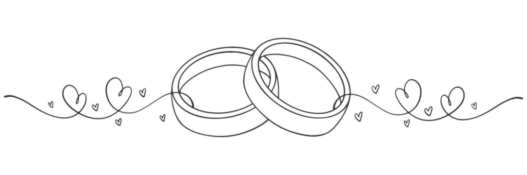 Wedding ring line art vector illustration