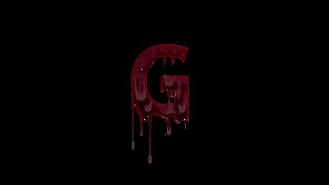 English letter G in the form of blood, transparent background