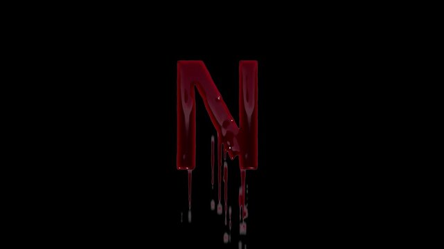 English letter N in the form of blood, transparent background