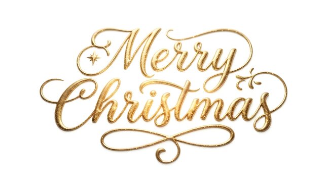 Elegant golden merry christmas calligraphy lettering isolated on white background