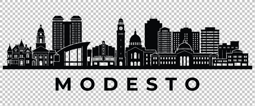 Modesto california city skyline silhouette vector illustration