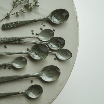 An assortment of lacquerware spoons