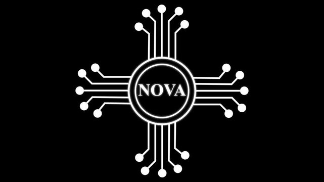Artificial Intelligence AI Technology Logo Animation with Circuit Lines on Black Background.