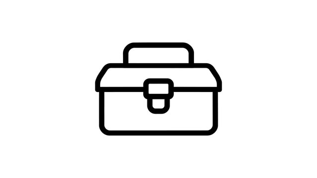 Black tackle box icon for fishing equipment storage and organization.