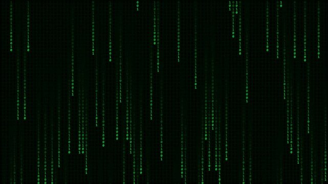 Abstract digital green matrix code background with falling numbers