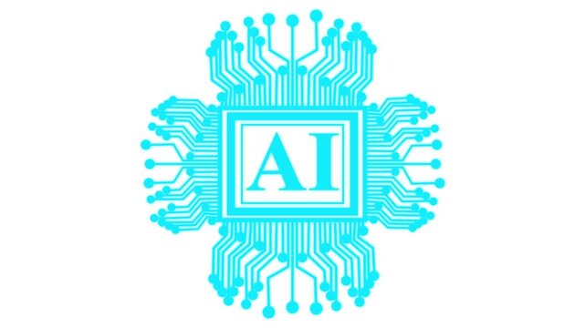 AI chip icon symbolizes artificial intelligence technology on white background. technology loading animation with processor icon shape. 4k motion video.
