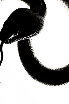 A snake curled up in a circular shape on the ground vertical frame