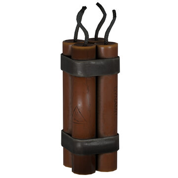 Red dynamite sticks bundle with fuse