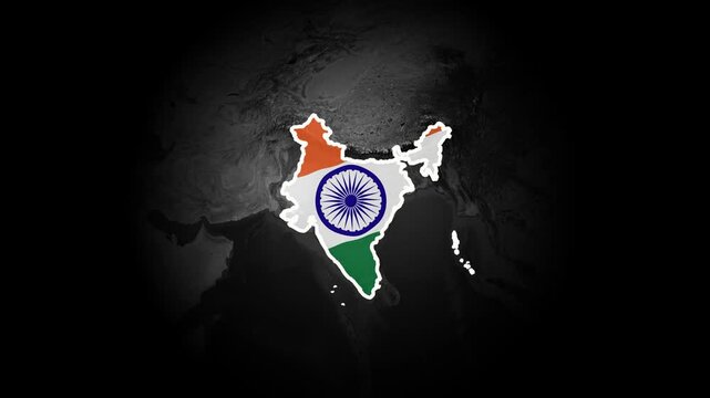 India Map with Indian Flag Zoom In and Out Animation