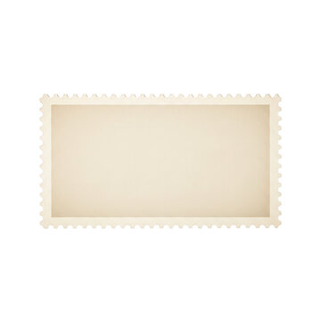 Blank vintage rectangular postage stamp isolated on transparent background
