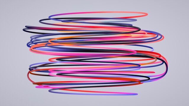 3d rendering, abstract multicolored messy doodle lines isolated on white background, modern minimalist wallpaper