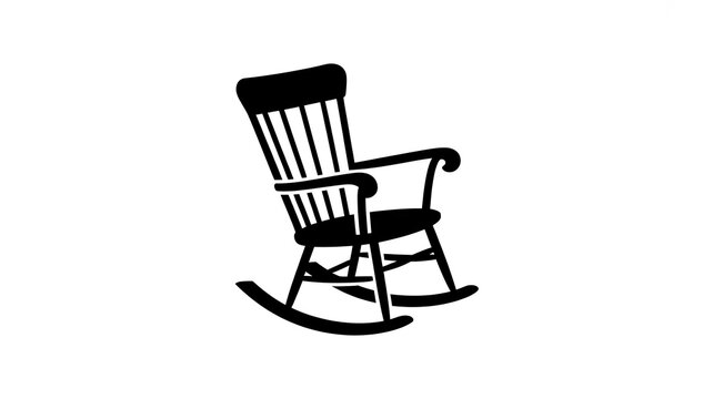 Black silhouette of a classic wooden rocking chair icon