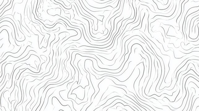 Black and white topographic map contour lines isolated on white background. Perfect for geographic, travel, or navigational design concepts.
