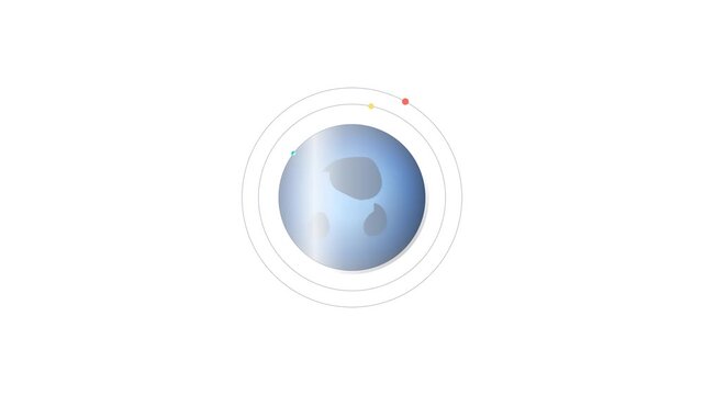 A 4K 16:9 animation of a blue globe rotating with orbiting satellites and a shining highlight.