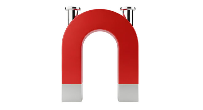 Red horseshoe magnet icon for science and physics concept