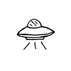 Flying Saucer UFO Doodle Line Art Hand Drawn Sketch Illustration © Mah