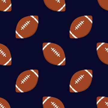 American Football Ball Seamless Pattern Background. Minimal Sport Texture Backdrop for Game Day, Team Merchandise, and Wrapping Paper. Vector Illustration