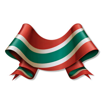 Curved ribbon banner with green white and red stripes wavy ribbon striped ribb