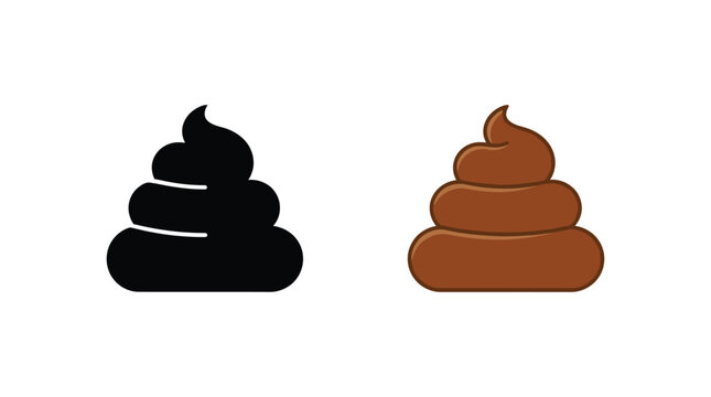 Pile of excrement shown as a silhouette and colored version