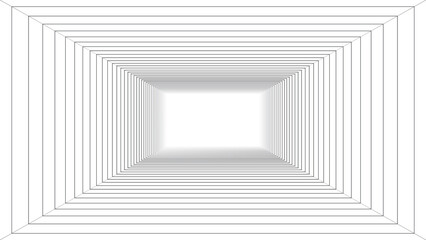 Obraz premium Square tunnel of nested frames in perspective, 3d portal background