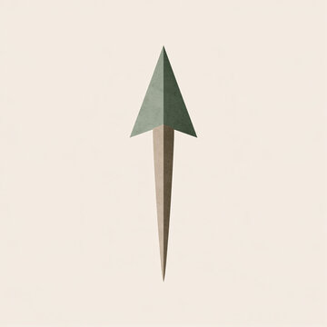 Minimalist Upward Arrow with Green Tip on Pale Background