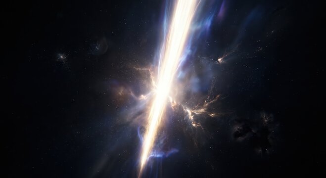 Supermassive black hole emitting bright luminous plasma jet in space