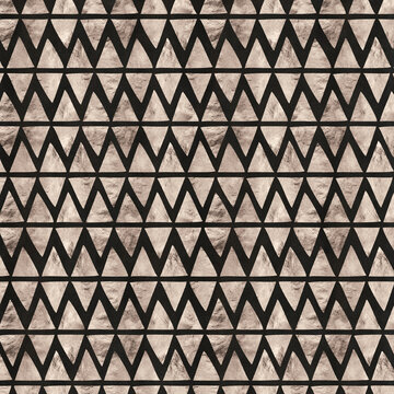 Geometric triangle pattern featuring metallic bronze shapes for luxury interior design and