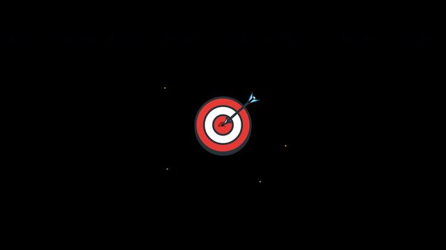 Celebrate financial milestones and stream goals with this snappy 2D vector micro-interaction. Watch as a high-speed arrow strikes dead center into a bullseye target, triggering a satisfying mechanical