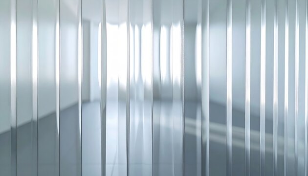 Abstract fluted glass texture with vertical ridges creating elegant privacy screen in modern architectural interior