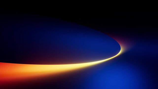 Smooth red and blue light transitions shimmer across a curved abstract form in a seamless loop. Elegant futuristic background for branding, technology, and modern visuals. 3D render motion.