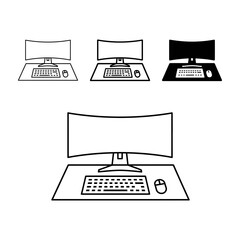 Fototapeta premium Computer monitor and keyboard desktop setup with mouse on desk in office workspace