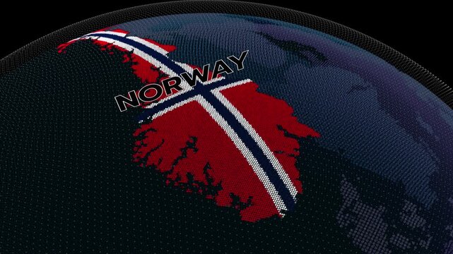 A stylized digital illustration of the Norwegian flag, Norway map,