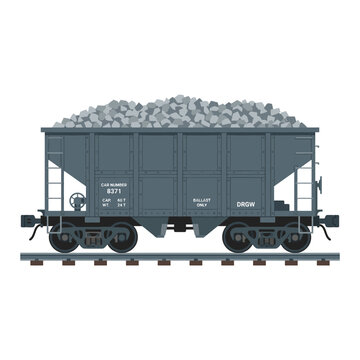 Vintage Coal Hopper Car Isolated on Transparent Background