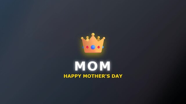 Elegant Mother's Day design with a golden crown and loving text on a dark gradient background