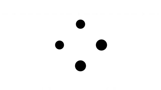 Time-based smooth 4 black circles loader animation with a transparent background in 4K resolution, transitioning seamlessly between 4 distinct concepts every 3 seconds.