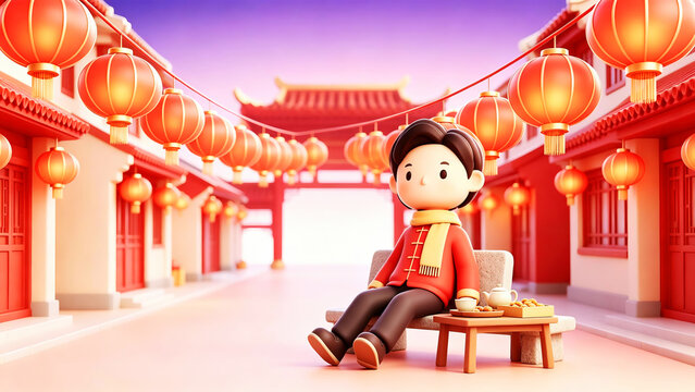 ew Year Boy with Lantern