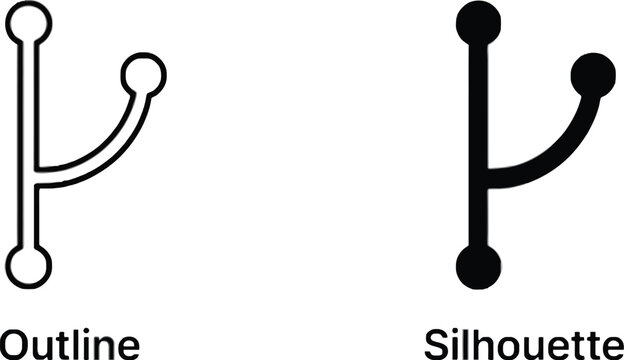 Git Branch Code Fork Vector Icon Set Representing Software Development Version Control Workflow and System Routing in Outline and Silhouette Line Art Styles