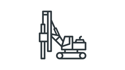 Fototapeta premium Heavy construction machinery piling rig vector graphic design featuring bold outlines for industrial site planning projects